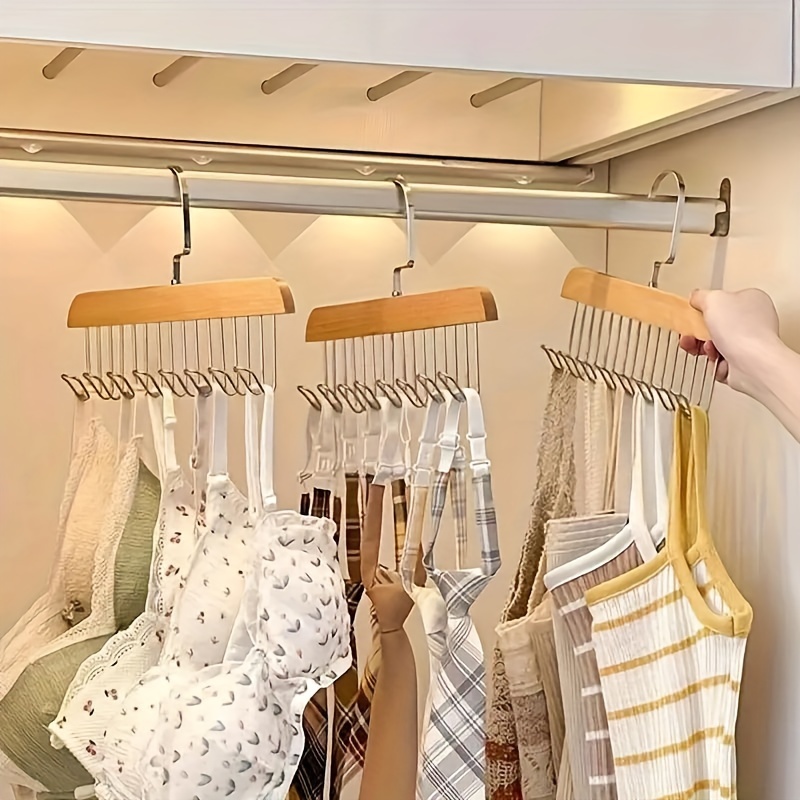 Men'S Accessories Organizer For Wardrobe - 8 هوك حزام خشبي رف تخزين