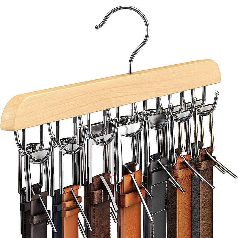 Men'S Accessories Organizer For Wardrobe - رف حزام خشبي للنساء، شماعات تخزين