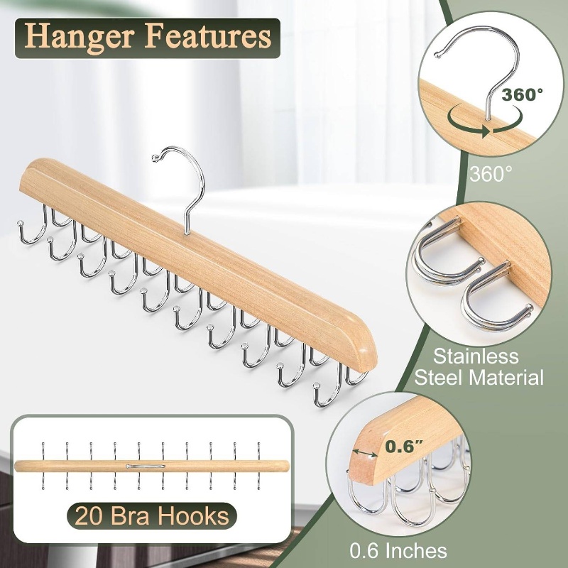 شماعات ربط خشبية، حامل حزام، ش - مراجعة Men'S Accessories Organizer For Wardrobe وسعره