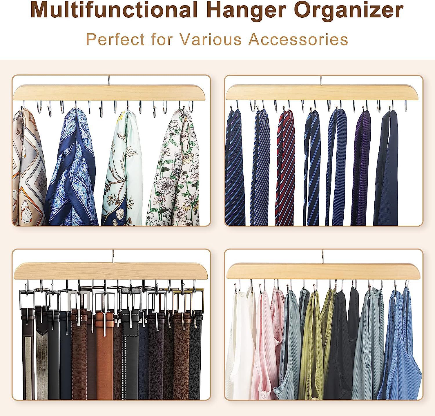 رف حزام خشبي للنساء، شماعات تخ - مراجعة Men'S Accessories Organizer For Wardrobe وسعره